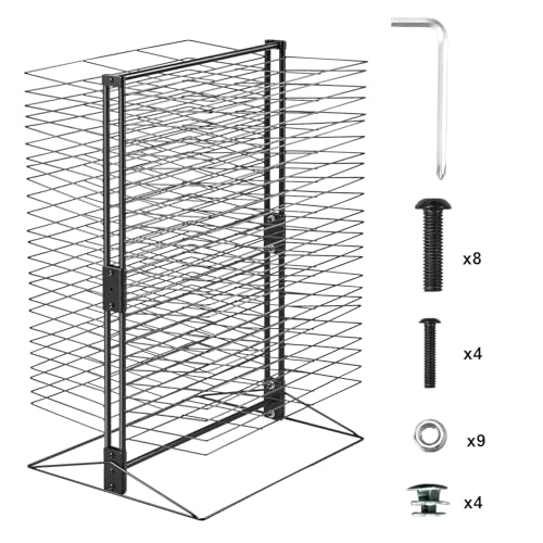 VEVOR Kunst-Trockenständer mit 50 herausnehmbaren Regalen (49 x 19 cm) Trockenständer mit Stabiler Basis, Gemälde-Trockenständer aus Kohlenstoffstahl für Kunstwerke in Klassenzimmer Kunstateliers von VEVOR