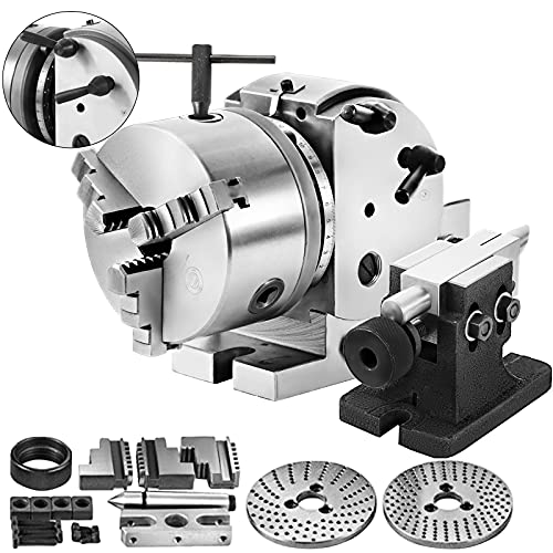 VEVOR MT2 Teilapparat mit backenfutter, Rotary Tisch mit Indizierung Höhe der Mitte 100 mm, Dividing Head 23 kg, Rotary Tisch mit Tellern, Eine Starke Unterstützung zu Bearbeitenden Werkstück von VEVOR