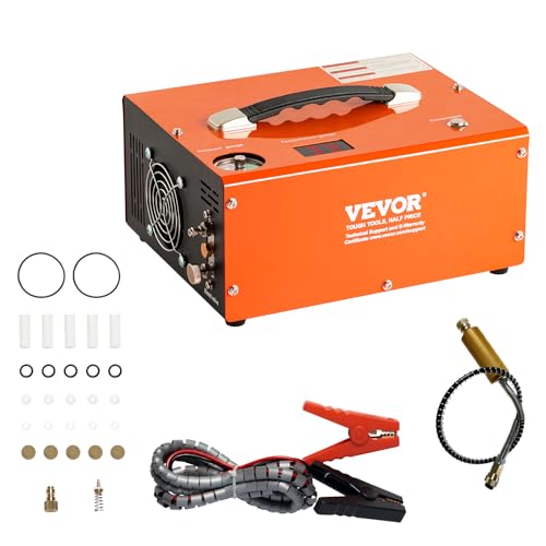 VEVOR PCP Kompressor 30Mpa/4500PSI Luftkompressor 0,5L DC12V & AC120V Tauchkompressor Luftpump inkl. 8-mm-Hochdruckschlauchs mit Schnellkupplung Batterieklemmen Filterwatte Airgun Gewehr von VEVOR