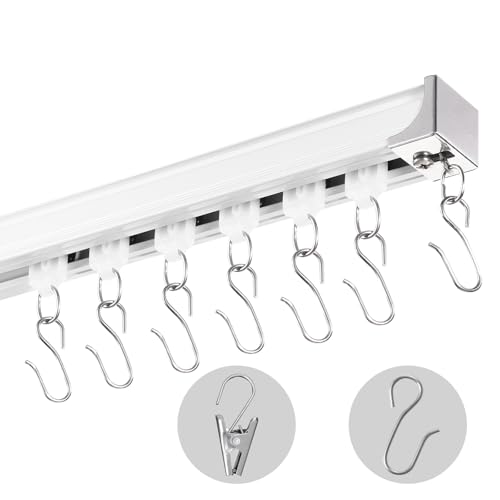 VEVOR Schiebe-Deckenvorhangschienensystem Set 2,7 m Raumteiler-Gardinenschiene Halterung zur Decken-/Wandmontage für Wohnzimmer Schlafzimmer mit Haken & Hardware & 3 Schienen, weiß 2710 x 68 x 46 mm VEVOR Schiebe-Deckenvorhangschienensystem Set 2,7 m Raumteiler-Gardinenschiene Halterung zur Decken-/Wandmontage für Wohnzimmer Schlafzimmer mit Haken & Hardware & 3 Schienen, weiß 2710 x 68 x 46 mm von VEVOR