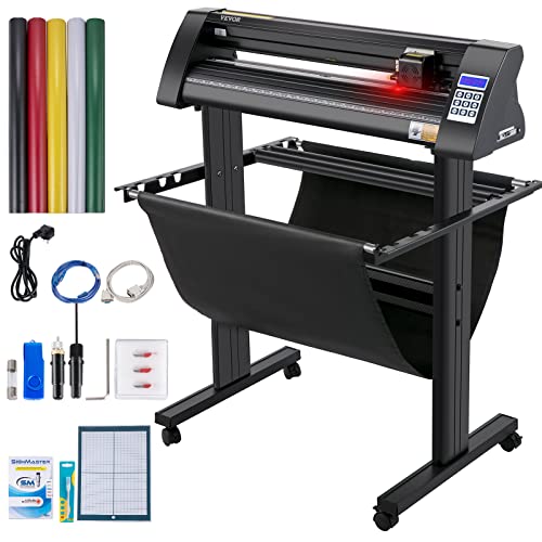 VEVOR Schneideplotter Vinyl 870 mm Schneideplotter Schneidemaschine Vinyl mit Software Signmaster Bodenhalterung, Vinylschneider, präzise Kalibrierung zum Plotten, Schneiden von Vinylpapier, Stoff von VEVOR