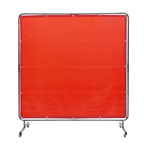 VEVOR Schweißvorhang 1,8 x 1,8 m Schweißschutzvorhang aus Flammhemmendem Vinyl Schweißschutzwand mit 4 Schwenkrädern und einem 6-stufigen UV-Schutz Schweißerdecke Schweißschutz Rot von VEVOR