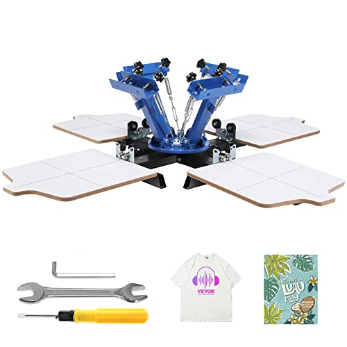 VEVOR Siebdruckpresse T-Shirt Siebdruckmaschine 1 Farben + 4 Stationen, T-Shirtpresse, Hitzepresse Transferpresse DIY Ausrüstung Drucker, Textildruck Kleidung, Kissenbezüge, Gepäckstücke usw. von VEVOR