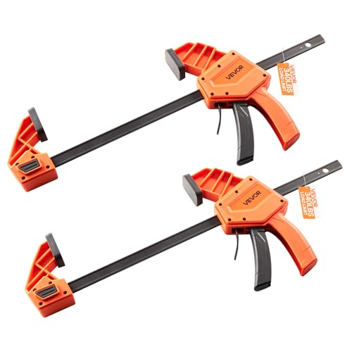 VEVOR Stangenklemmen für Holzbearbeitung 2 Stk. 30,48 cm Öffnung, Quick-Grip F-Klemme mit 154 kg Belastungsgrenze, 84,6 mm Tiefe, Kunststoff & Karbonstahl, Metallbearbeitung Orange + Schwarz VEVOR Stangenklemmen für Holzbearbeitung 2 Stk. 30,48 cm Öffnung, Quick-Grip F-Klemme mit 154 kg Belastungsgrenze, 84,6 mm Tiefe, Kunststoff & Karbonstahl, Metallbearbeitung Orange + Schwarz von VEVOR