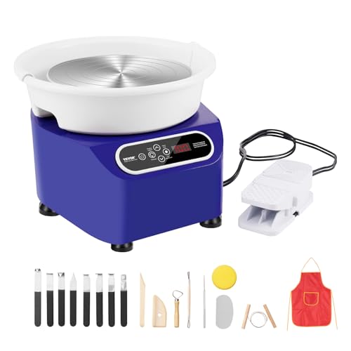 VEVOR Töpferscheibe, 28 cm Töpferformmaschine, 450 W elektrische Töpferscheibe mit Pedal & LCD-Touchscreen, Keramikscheibe mit Direktantrieb und Formwerkzeugen für Heimwerker-Kunsthandwerk, blau VEVOR Töpferscheibe, 28 cm Töpferformmaschine, 450 W elektrische Töpferscheibe mit Pedal & LCD-Touchscreen, Keramikscheibe mit Direktantrieb und Formwerkzeugen für Heimwerker-Kunsthandwerk, blau von VEVOR