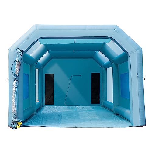 VEVOR Tragbares Aufblasbares Farbzelt 7,3 x 3,8 x 2,8 m, DIY Sprühmalerei 750 + 960 W, Sprühschutz Farbkabine für DIY-Projekte Hobby-Farbautomaten-Werkzeug, Blau 210D Oxford-Gewebe Lackierkabine von VEVOR