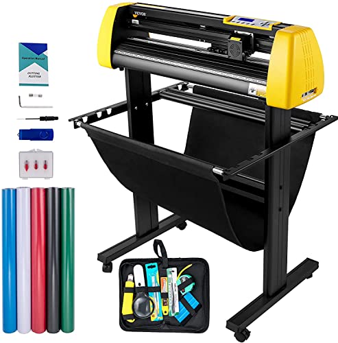 VEVOR Vinyl-Schneidemaschine, 870 mm Max Papierzufuhr Schneideplotter, automatische Kamera Kontur Schneiden LCD-Bildschirm Drucker mit Stand einstellbare Kraft & Geschwindigkeit von VEVOR