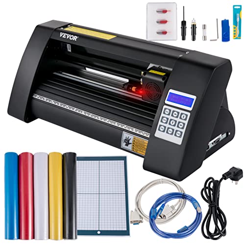 VEVOR Vinyl Schneideplotter 375 mm, Folienschneider Max. Schnittbreite 285 mm, Plottermaschine Signmaster-Software, Plotter Windowskompatibel, Folienplotter Halbautomatisch Schnittpräzision ±0,001 mm von VEVOR