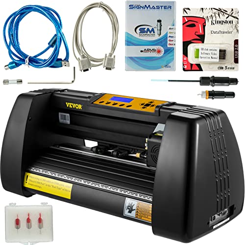 VEVOR Vinyl Schneidplotter 375mm Profi Plotter 14Inch Vinylschneider 3 Klingen Plotter Drucker 220V Viny Folienplotter mit Signmaster Software Cutter Plotter mit Ständer für Schilder Papierzufuhr von VEVOR