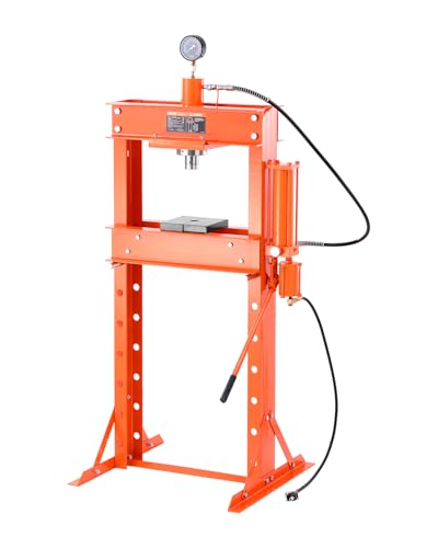 VEVOR hydraulische pneumatische Werkstattpresse 20 t (H-Rahmen) mit Pressplatte & Dreieckstütze, auf den Garagenboden einstellbare Hydraulikpresse mit Überdruckventil, geeignet zum Biegen & Richten von VEVOR