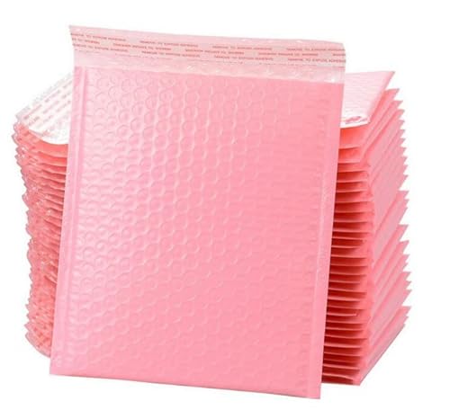 VEYLIN Luftpolster-Versandtaschen, 15 x 20 cm, 16 Stück, mit Luftpolsterfolie gefüttert, Polymailer-Taschen für den Versand (Rosa) von VEYLIN