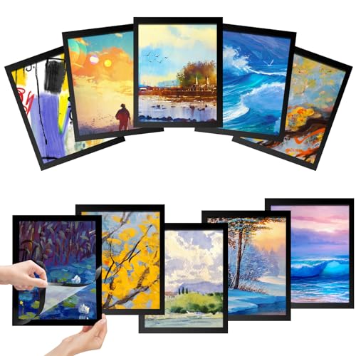 VFANDV 10 Stück Magnetrahmen A4, Selbstklebend Magnet Bilderrahmen Diamond Painting Rahmen Blatthalter für A4 Informationsrahmen 32.5 x 24cm Kinderbilder Bilderrahmen, für Wanddekoration zu Hause von VFANDV