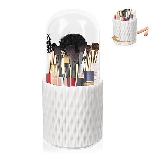 VFANDV Make Up Organizer, 360°Kosmetik Organizer Lidschattenpinsel Lippenstiftetui Schminktisch Organizer 5 Fächer Schminktisch Zubehör Pinsel Aufbewahrung mit Deckel (1) von VFANDV