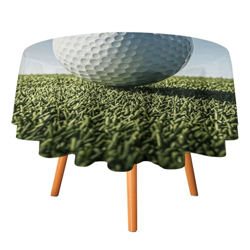 VFKLT Runde Tischdecke, Golfball-bedruckt, Polyester-Tischdecke, maschinenwaschbar, dekorative Tischdecken, Outdoor-Tischdecke für Terrasse, Party, Halloween, 127 x 127 cm von VFKLT