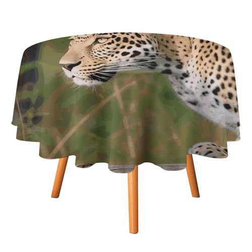 VFKLT Runde Tischdecke, afrikanischer Leopardenmuster, Polyester-Tischdecke, maschinenwaschbar, dekorative Tischdecken, Outdoor-Tischdecke für Terrasse, Party, Halloween, 178 x 178 cm von VFKLT