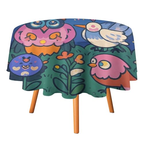 VFKLT Runde Tischdecke, magische Owelen, bedruckte Polyester-Tischdecke, maschinenwaschbar, dekorative Tischdecken, Outdoor-Tischdecke für Terrasse, Party, Halloween, 178 x 177,8 cm von VFKLT