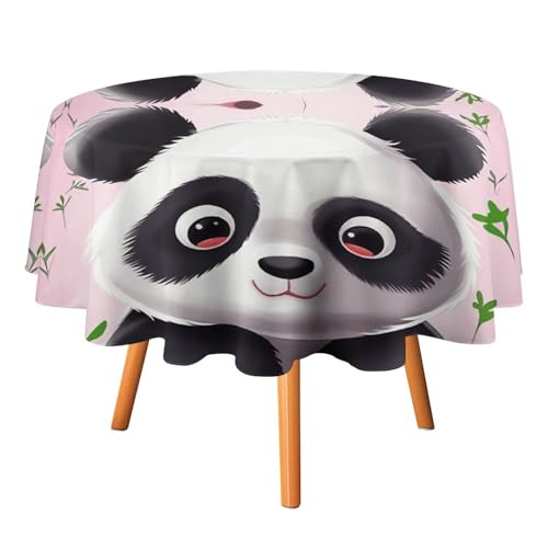 VFKLT Runde Tischdecke, niedlicher Panda-Druck, Polyester-Tischdecke, maschinenwaschbar, dekorative Tischdecken, Outdoor-Tischdecke für Terrasse, Party, Halloween, 127 x 127 cm von VFKLT