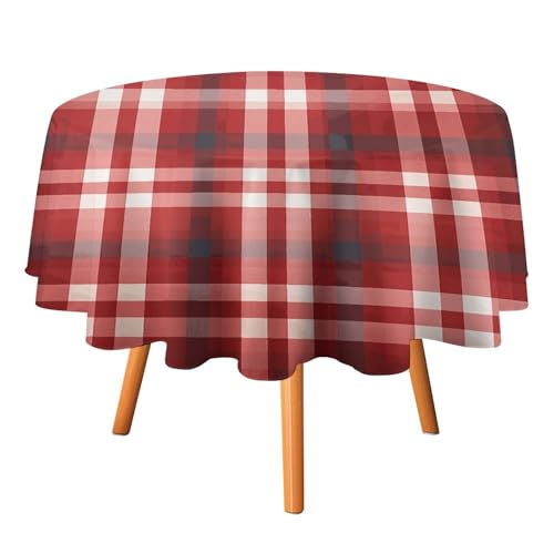 VFKLT Runde Tischdecke, rotes Karomuster, Polyester-Tischdecke, maschinenwaschbar, dekorative Tischdecken, Outdoor-Tischdecke für Terrasse, Party, Halloween, 178 x 178 cm von VFKLT