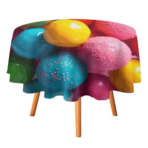 VFMKT Bunte Tischdecke, rund, 152,4 x 152,4 cm, wasserdicht, knitterfrei, schmutzabweisend, waschbar, Tischdecke für Picknick, Party, Esszimmer, Heimdekoration von VFMKT