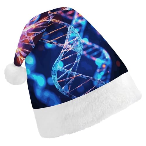 VFMKT DNA Genetische Helix-Weihnachtsmütze, bequem, Plüsch, Weihnachtsmannmütze, extra dick, für Erwachsene, Damen, Herren, Weihnachten, Neujahr, Party, Kopfbedeckung von VFMKT