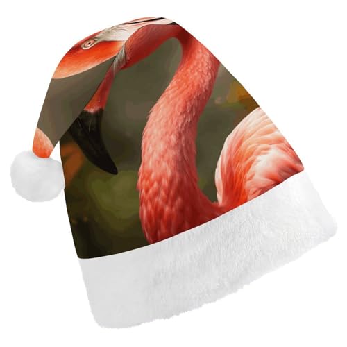 VFMKT Flamingo-Weihnachtsmütze, bequem, Plüsch, Weihnachtsmannmütze, extra dick, für Erwachsene, Damen, Herren, Weihnachten, Neujahr, Party, Kopfbedeckung von VFMKT