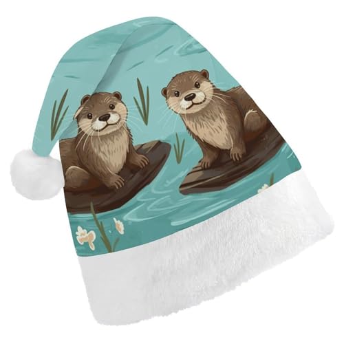 VFMKT Otters Weihnachtsmütze, bequem, Plüsch, Weihnachtsmannmütze, extra dick, für Erwachsene, Damen, Herren, Weihnachten, Neujahr, Party, Kopfbedeckung von VFMKT