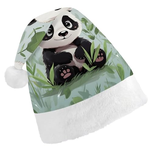 VFMKT Panda-Weihnachtsmütze, bequem, Plüsch, Weihnachtsmannmütze, extra dick, für Erwachsene, Damen, Herren, Weihnachten, Neujahr, Party, Kopfbedeckung von VFMKT