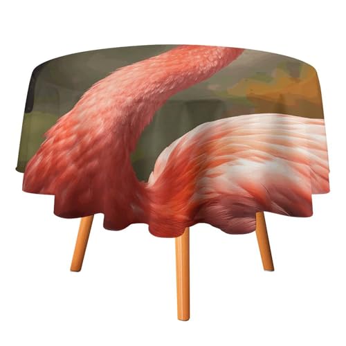 VFMKT Runde Flamingo-Tischdecke, 178 x 177,8 cm, wasserdicht, knitterfrei, schmutzabweisend, waschbar, Tischdecke für Picknick, Party, Esszimmer, Heimdekoration von VFMKT