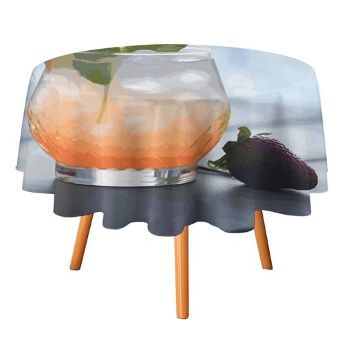 VFMKT Runde Sommer-Cocktail-Tischdecke, 152,4 x 152,4 cm, wasserdicht, knitterfrei, schmutzabweisend, waschbar, Tischdecke für Picknick, Party, Esszimmer, Heimdekoration von VFMKT