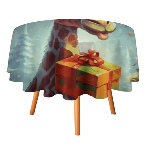 VFMKT Runde Tischdecke, Giraffe, 127 x 127 cm, wasserdicht, knitterfrei, schmutzabweisend, waschbar, Tischdecke für Picknick, Party, Esszimmer, Heimdekoration von VFMKT