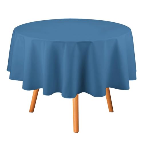 VFMKT Runde Tischdecke, Marineblau, 152,4 x 152,4 cm, wasserdicht, knitterfrei, schmutzabweisend, waschbar, Tischdecke für Picknick, Party, Esszimmer, Heimdekoration von VFMKT