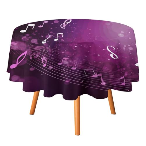 VFMKT Runde Tischdecke mit Melodious Musik, 127 x 127 cm, wasserdicht, knitterfrei, schmutzabweisend, waschbar, Tischdecke für Picknick, Party, Esszimmer, Heimdekoration von VFMKT