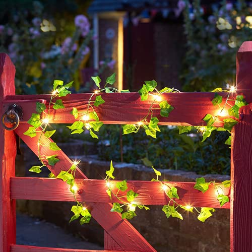 VGE Lichterkette mit Blättern, Künstliche Ahornblatt Pflanzen Grüne Blätter Lichterketten, 2m 20 LED Ahorn Blätter Lampe Hängende Beleuchtung, Indoor Outdoor Dekoration von VGE