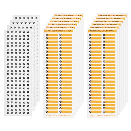 VGOL 12 Stück Aufkleber für Schalttafel und 4 Stück runde Aufkleber mit runden Zahlen für Schutzschalter, Etiketten für Schalttafel, Aufkleber für Sicherungskasten von VGOL