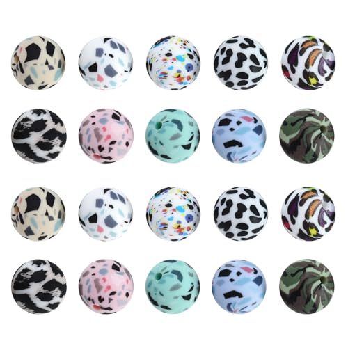 VGOL 20Pcs Bunte Leopard Print Silikon Perlen Halskette Armband Perlen Zubehör Kit für DIY Schmuck Machen Liefert Handgemachte Geschenke von VGOL