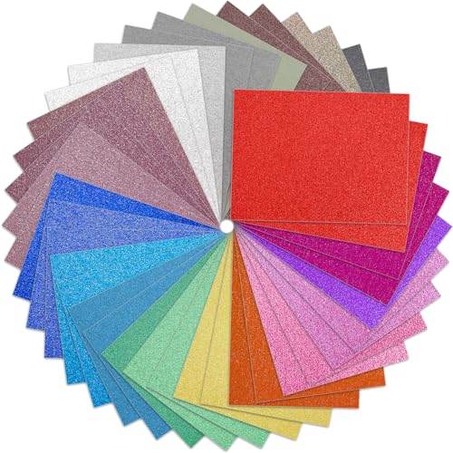 VGOODALL 100 Blatt Glitzerpapier zum Basteln, 25 Farben 300g/m² Glitzer Papier A4 Bunt Glitzer Bastelpapier Glitzer Karton zum Basteln und Gestalten von VGOODALL