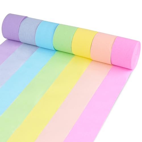 VGOODALL 15 Rollen Krepppapier Luftschlangen, Regenbogen Krepppapier 4,5cm x 25m Bastelkrepp Bunt Krepppapier Bunt für die Hochzeitsdekoration Geburtstagsfeier von VGOODALL