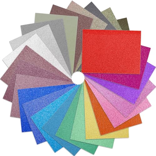 VGOODALL 25 Blatt Glitzerpapier zum Basteln, 25 Farben 300g/m² Glitzer Papier A4 Bunt Glitzer Bastelpapier Glitzer Karton zum Basteln und Gestalten von VGOODALL