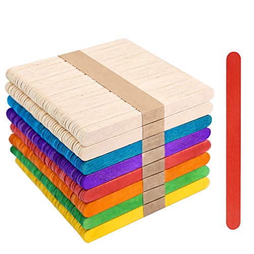 VGOODALL 400 Stück Bunte Holzstäbchen, Holzeisstiele zum Basteln Popsicle Sticks Eisstiele aus Holz Bunt Natur Kosmetik von VGOODALL