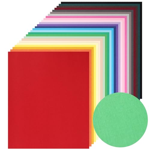 VGOODALL 72 Blatt Strukturierter Farbiger Karton, A4 Bunt Tonpapier 30 Farben Bastelpapier 250g/m² Kartonpapier für Kartenherstellung Scrapbooking von VGOODALL