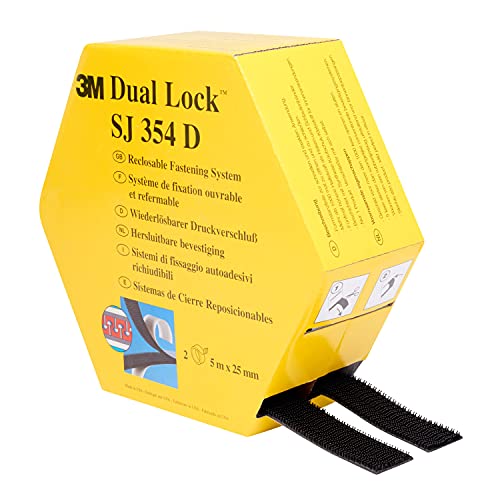 3M Dual Lock SJ354D, wiederlösbares Befestigungssystem - starke, wiederlösbare Verbindung von Kunststoffen (Polypropylen, Polyethylen), kritischen Lacken - 2 x 25mm x 5m, Dicke: 5.7mm (1-er Pack), 10 m x 25 mm von VHB