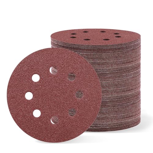 VIBRATITE 100 Stück Schleifpapier 125mm Klett 40 körnung, 8 Loch Rund Klett Schleifscheiben für Exzenterschleifer von VIBRATITE