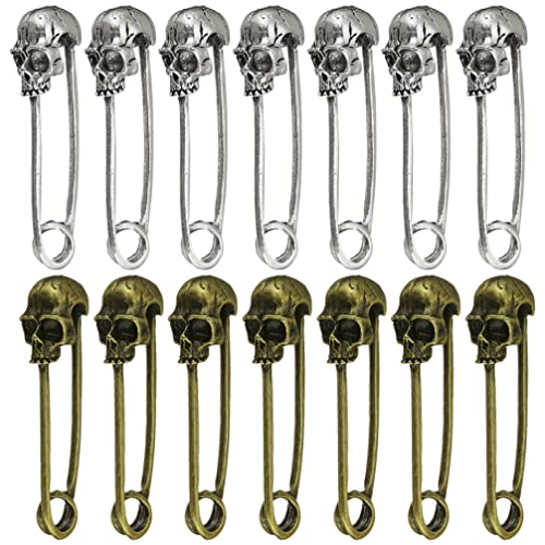 20 Stück Totenkopf-Sicherheitsnadeln, Punk-Totenkopf-Broschen, Steckverbinder, Decken, Schals, DIY, Basteln, Charms, Nähen, Bastelzubehör von VICASKY