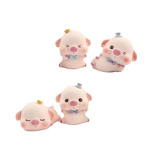 4 Stück Schweineschmuck Kuchenverzierung Tiere Kuchen Auswählen Miniaturdekoration Cupcake Topper Haustier-geburtstags-cupcake Geburtstagstorte Dekorationen Harz Rosa VICASKY von VICASKY