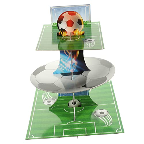 4 Teiliges Fußball Tortenständer Dekoration Fußball Ballonbogen Set Desktop Tortenständer Tortenplatte Rund Beschichteter Tortenständer Dessert Präsentationshalter VICASKY von VICASKY