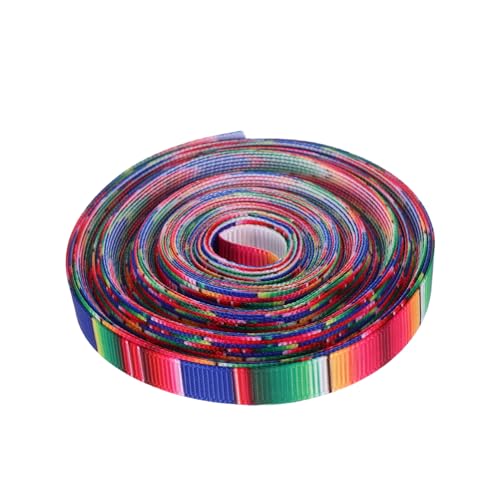 VICASKY 1 Rolle Mexikanisches Band Mexikanisches Geschenkpapier Mexikanische Ornamente Ripsband Regenbogen Bänder Mexikanischer Stoff Dekorationen Bögen Nähen Party Nähzubehör Polyester von VICASKY