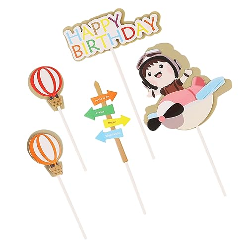 VICASKY 1 Satz 1 Set Pilot Kuchenkarte Ballon Kuchen Dekorationszubehör Vorspeisen Picks Ballon Ornament Flugzeug Ornamente Pilot Kuchenaufsätze Alles Zum 25 Stück von VICASKY