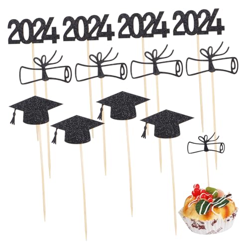 VICASKY 1 Satz Graduierungskappe-kuchendekoration Cupcake-topper Zum Abschluss 2024 Abschluss-cupcake-topper Kuchen Picks Abschlusstorte Picks Abschlusskuchendekoration Papier von VICASKY