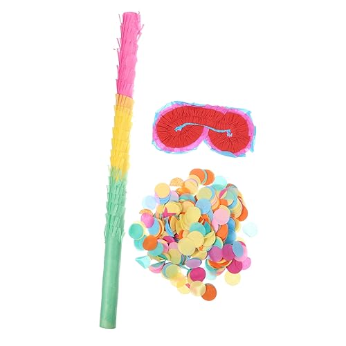 VICASKY 1 Satz Pinata-zubehör Jubiläumsparty Pinata-stick Und Für Kinder Donut-piñata Party Konfetti Pinata-fledermaus Und Augenklappe Für Brillen Colorful Papier von VICASKY