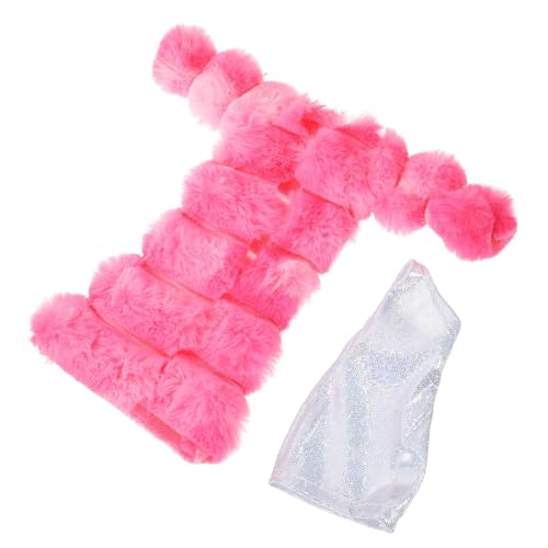 VICASKY 1 Satz Puppenkleidungszubehör Puppenkleidungs-Outfit Ersatzpuppenkleidung Puppen-Winterjacke Puppen Kleidung Puppen Klamotten Puppenmantel für Mädchen Puppen-Outfits Plüsch Rosa von VICASKY